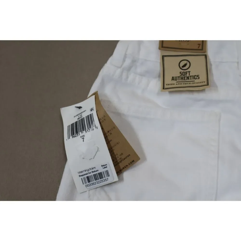 Polo Ralph Lauren Girls Cropped Wide Leg White‎ Denim Jeans Size 7